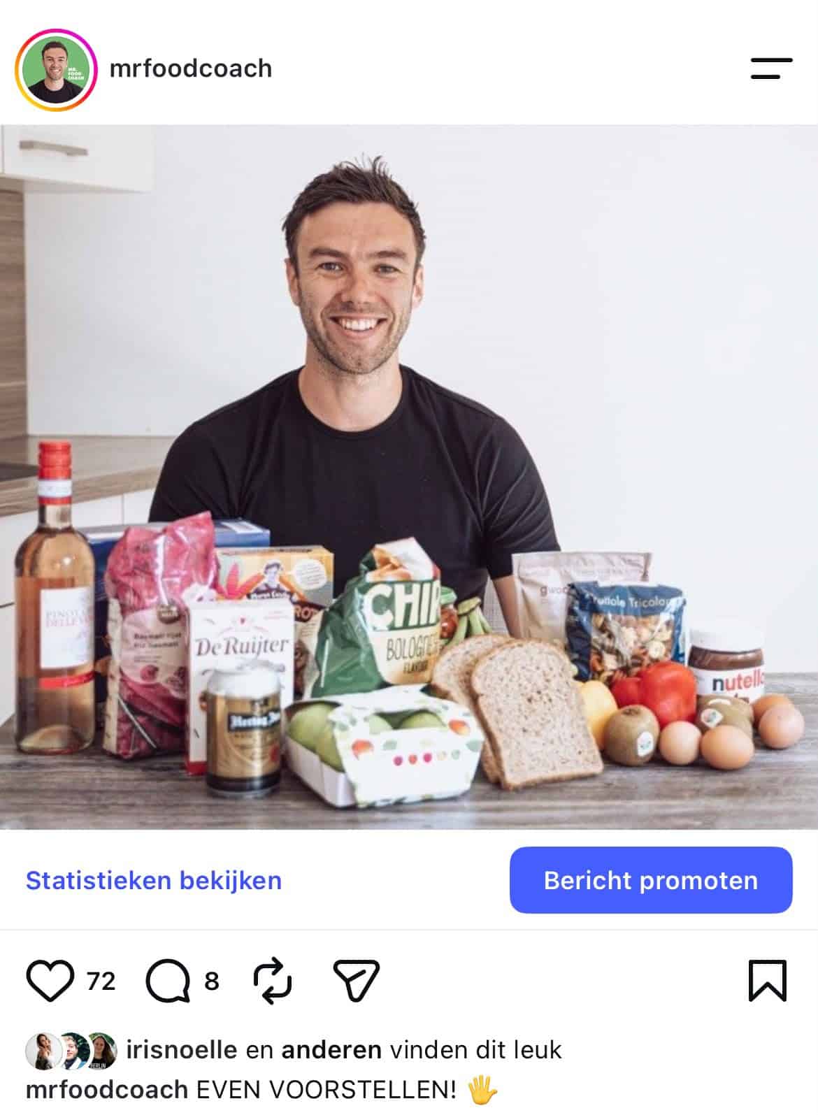 De eerste Instagram-post van Mr. Food Coach